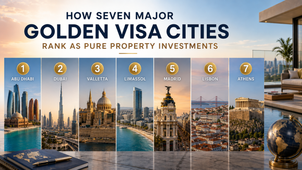 How Seven Major Golden Visa Cities Rank as Pure Property Investments